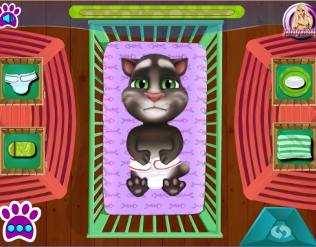 Гра Татусеві дочки вчаться міняти підгузник котику