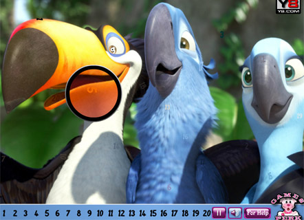 Гра Пошук цифр, захованих папугами